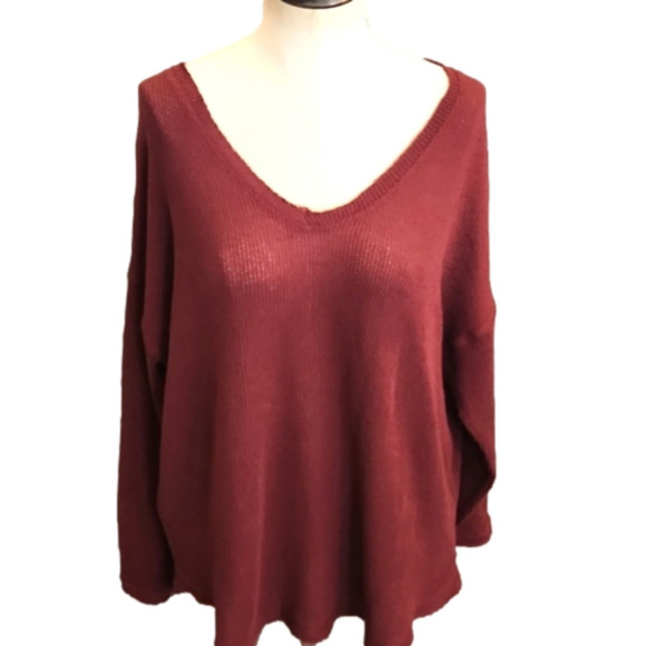 Womens For The Republic maroon v neck knit long sleeve top size Medium. - Picture 8 of 14